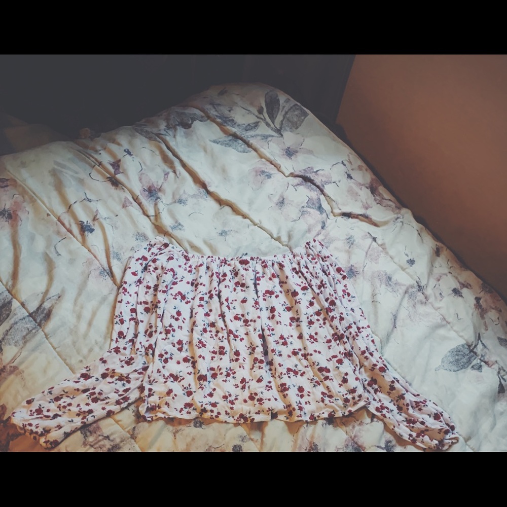 white/red floral blouse from hollister